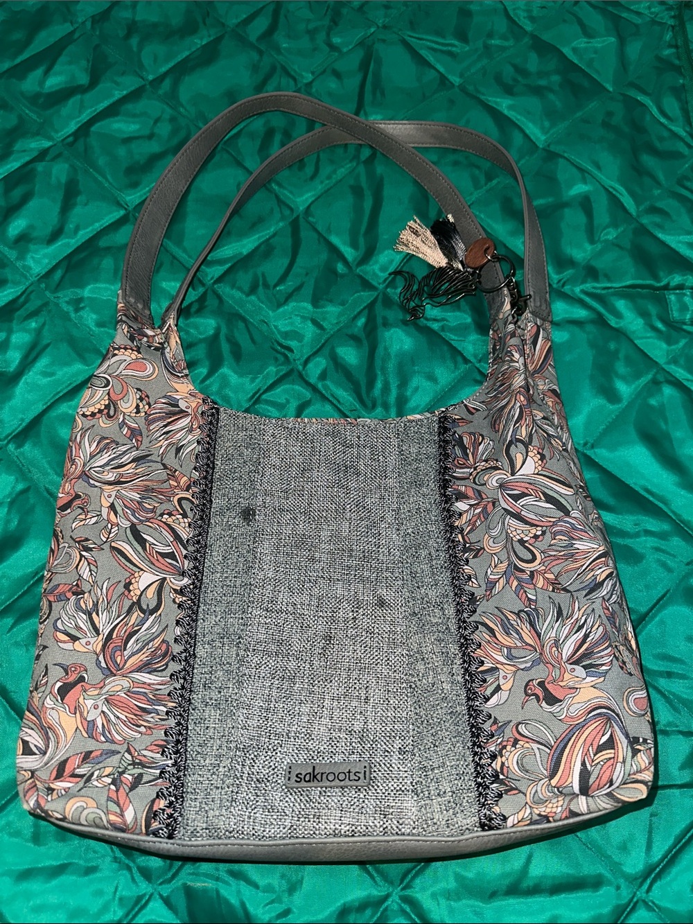 Sakroots Gray and Multicolor Floral Shoulder Bag